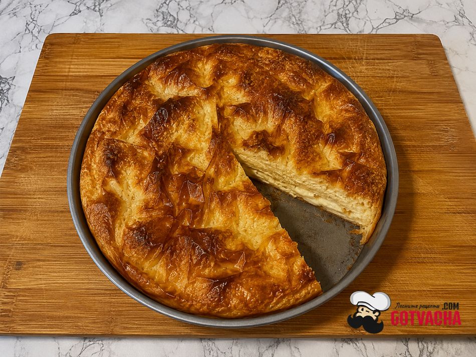 Домашна млечна баница с готови кори и сирене