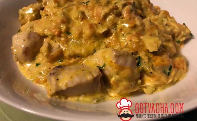 Пиле с праз и моркови